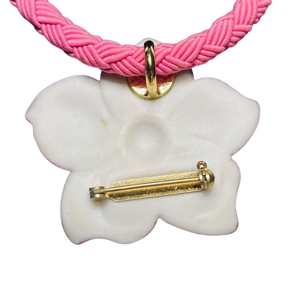 Avon Pink Ceramic Wild Flower Choker Necklace On Braided Cord (6127) - Picture 7 of 7